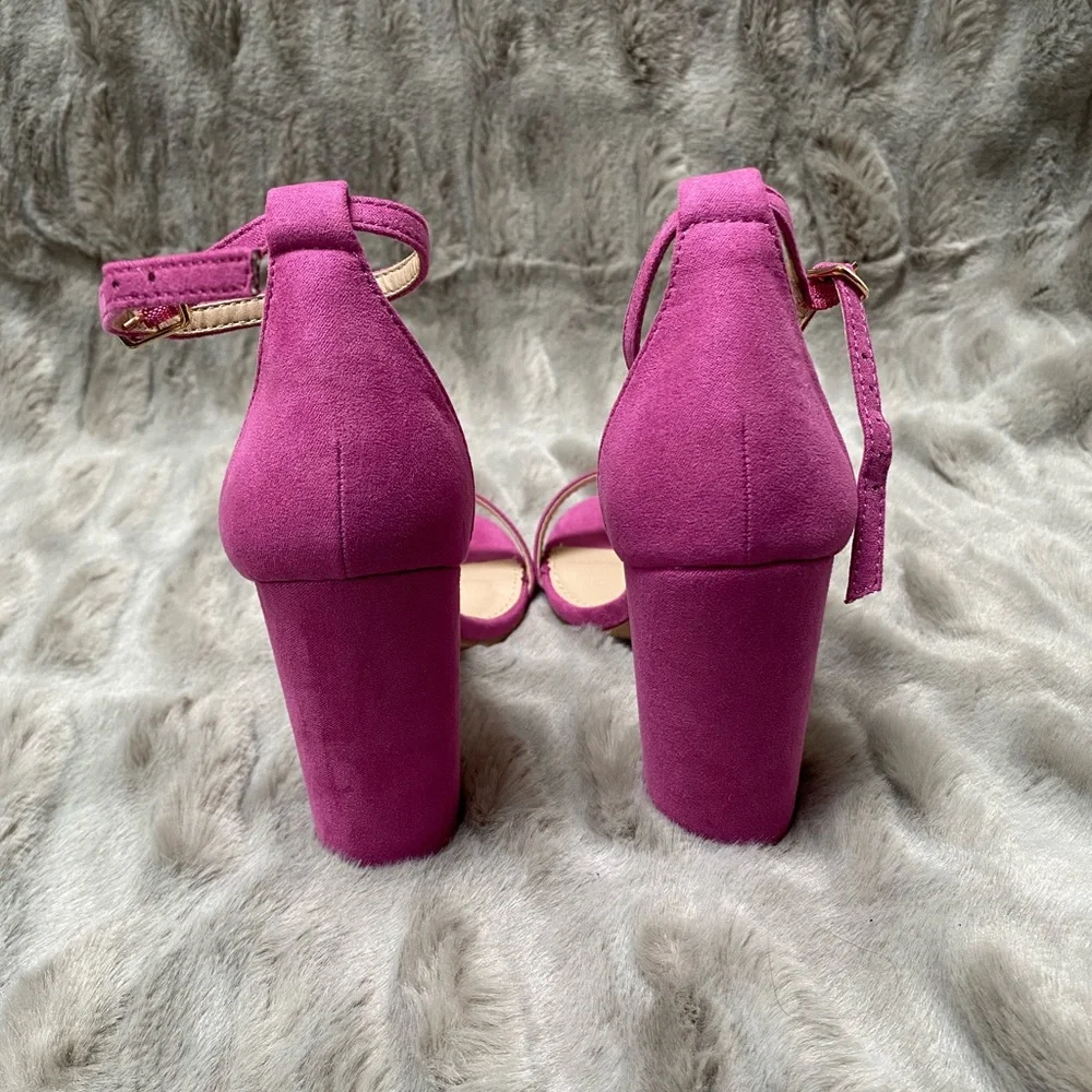 ✨HOST PICK✨ Lulus Taylor Fuchsia Suede Ankle Strap Heels size 7.5 - Picture 7 of 7